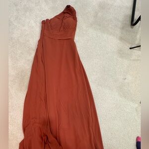 Azazie One-Shoulder Rust Maxi Dress